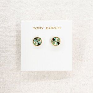 Tory Burch Kira Enamel Circle Stud Earrings Tory Navy/Agave/Multi OS
